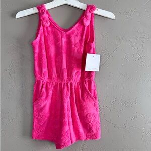 Falls Creek Girls' Pink Terry Romper - Soft Knit Sleeveless Bottoms